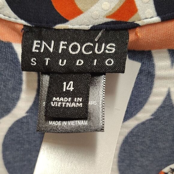 Enfocus Studio Pink Blue Midi Sheath Dress Cap Sleeve - Picture 2 of 3